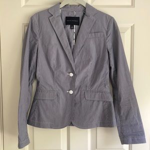 Blue and White Striped Banana Republic Blazer